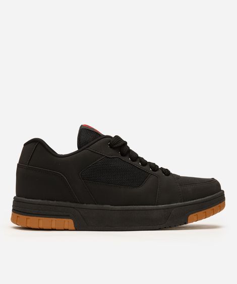 tênis casual com recortes ollie - preto