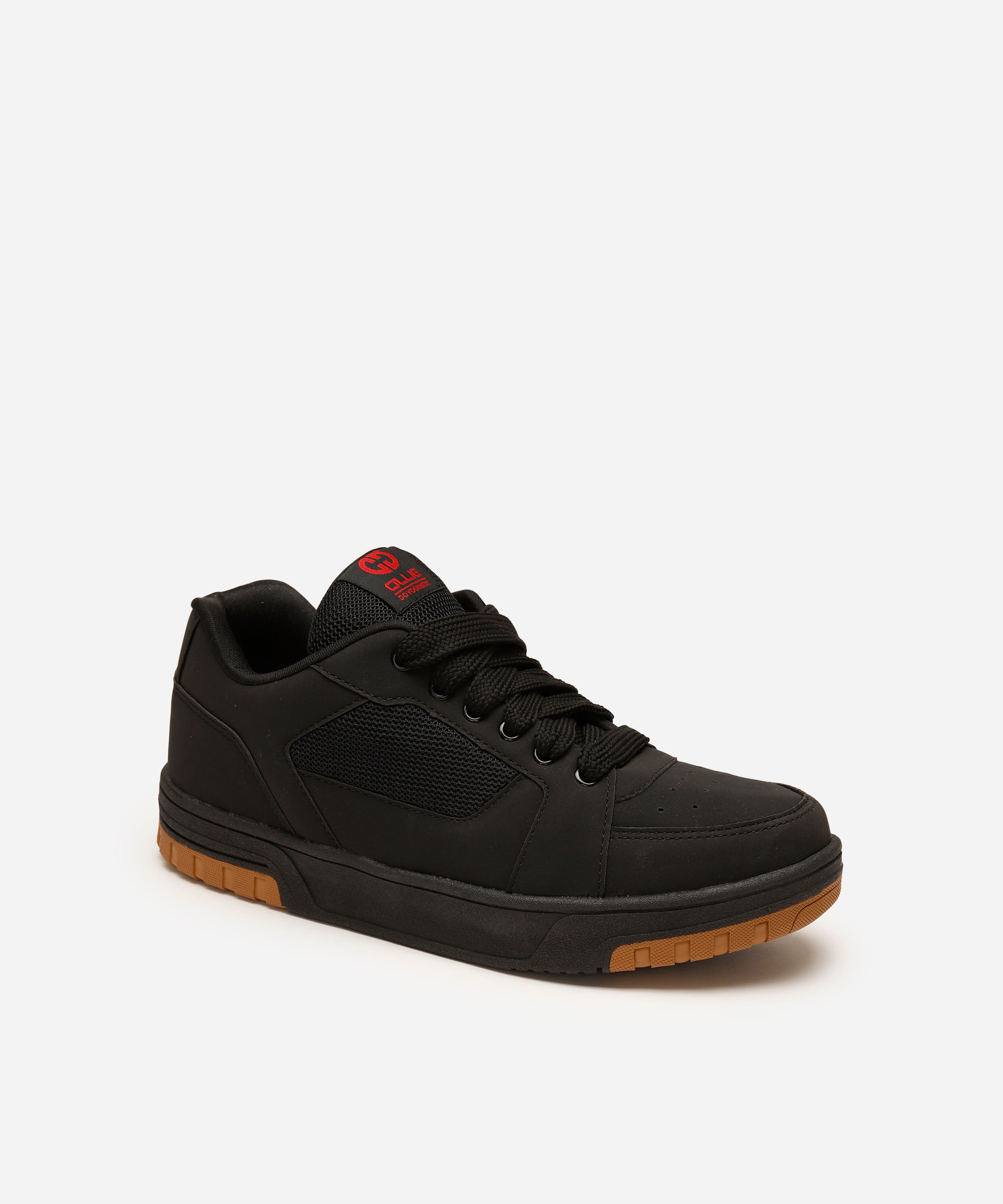 tênis casual com recortes ollie - preto