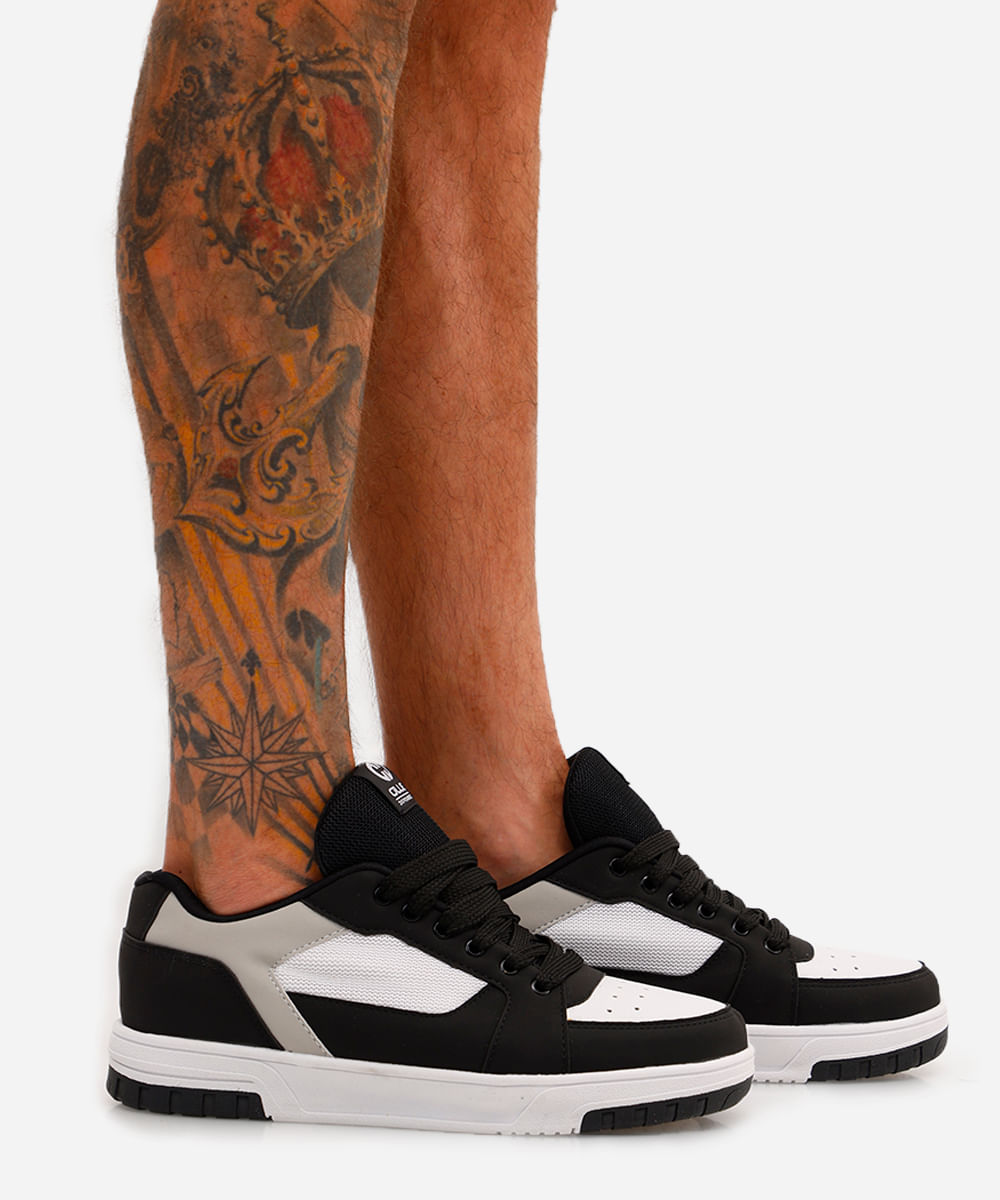 tênis casual com recortes ollie - cinza