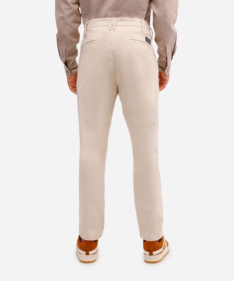 calça chino slim masculina de sarja bege