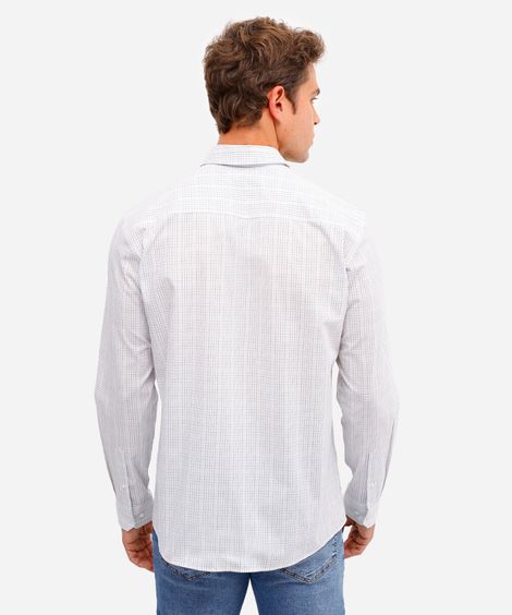 camisa manga longa quadriculada azul