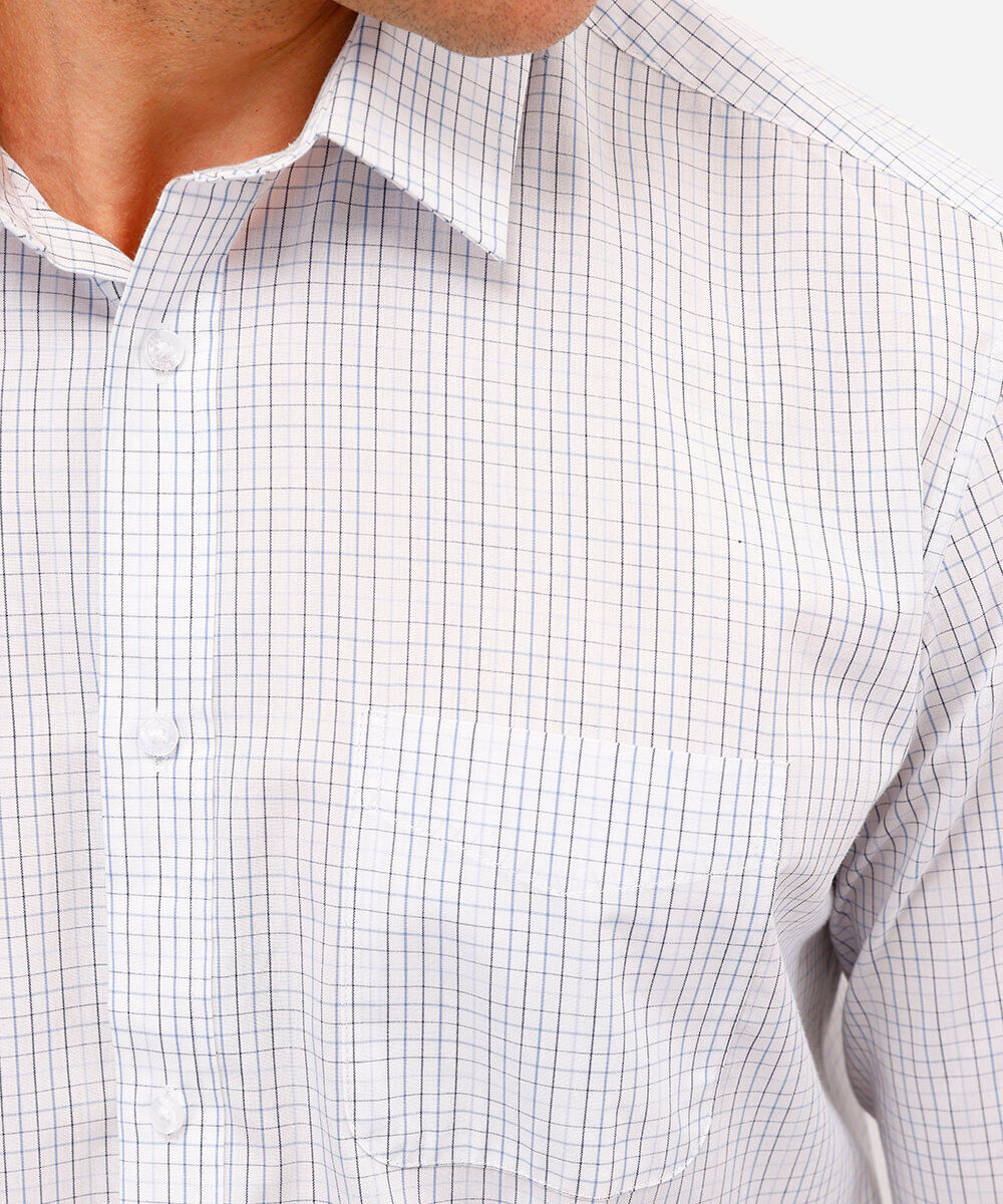 camisa manga longa quadriculada azul