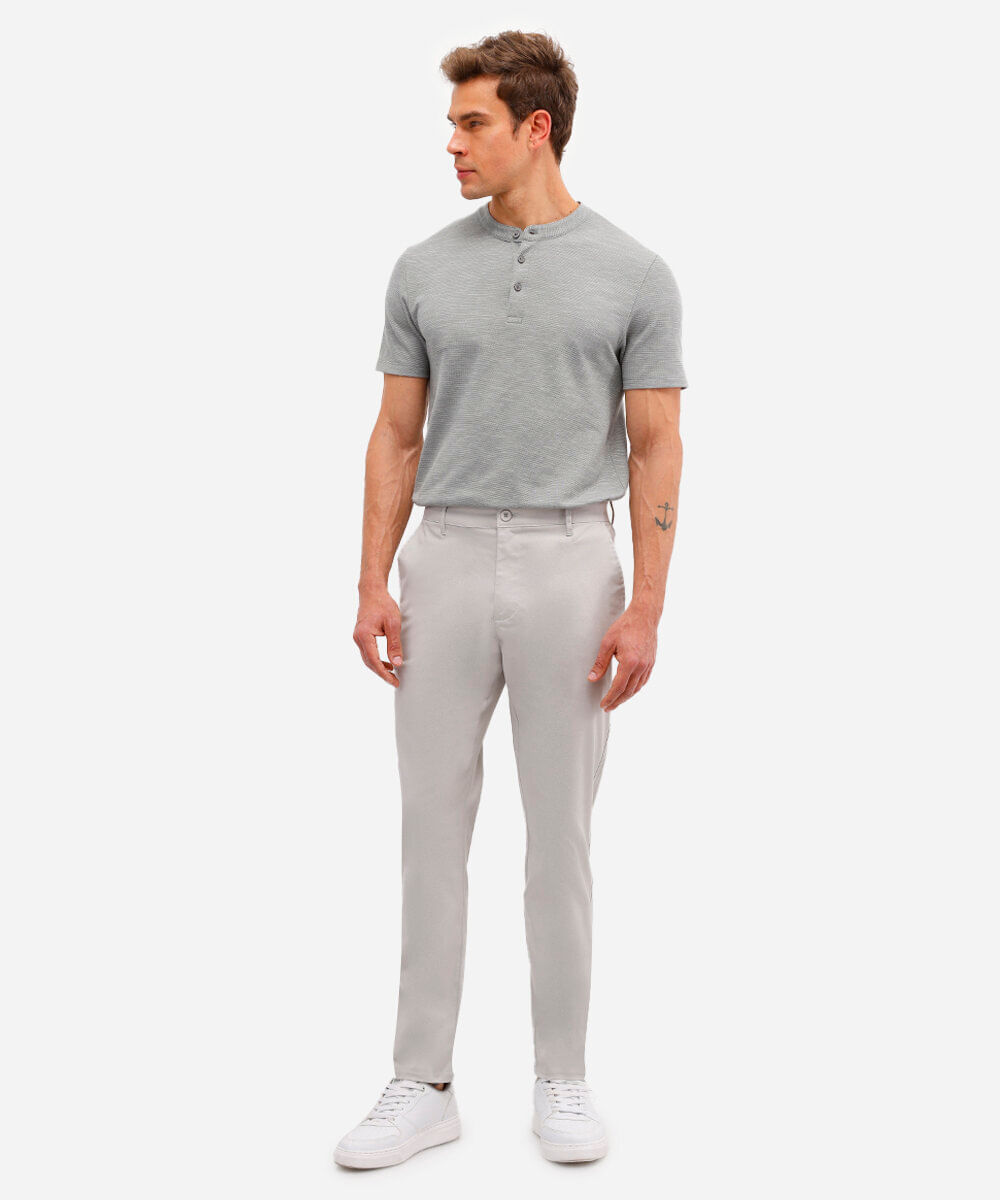 calça social slim de alfaiataria masculina cinza
