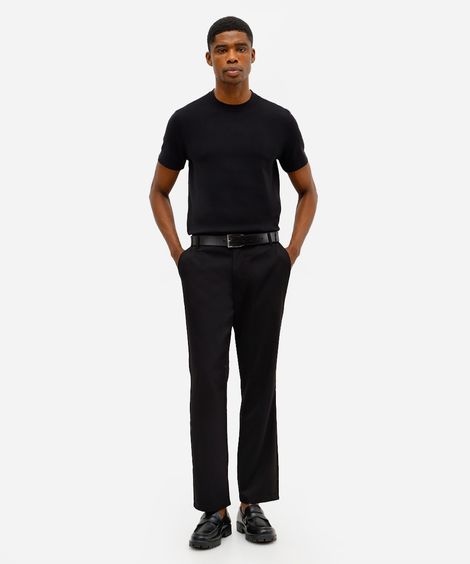 calça reta masculina de alfaiataria preta
