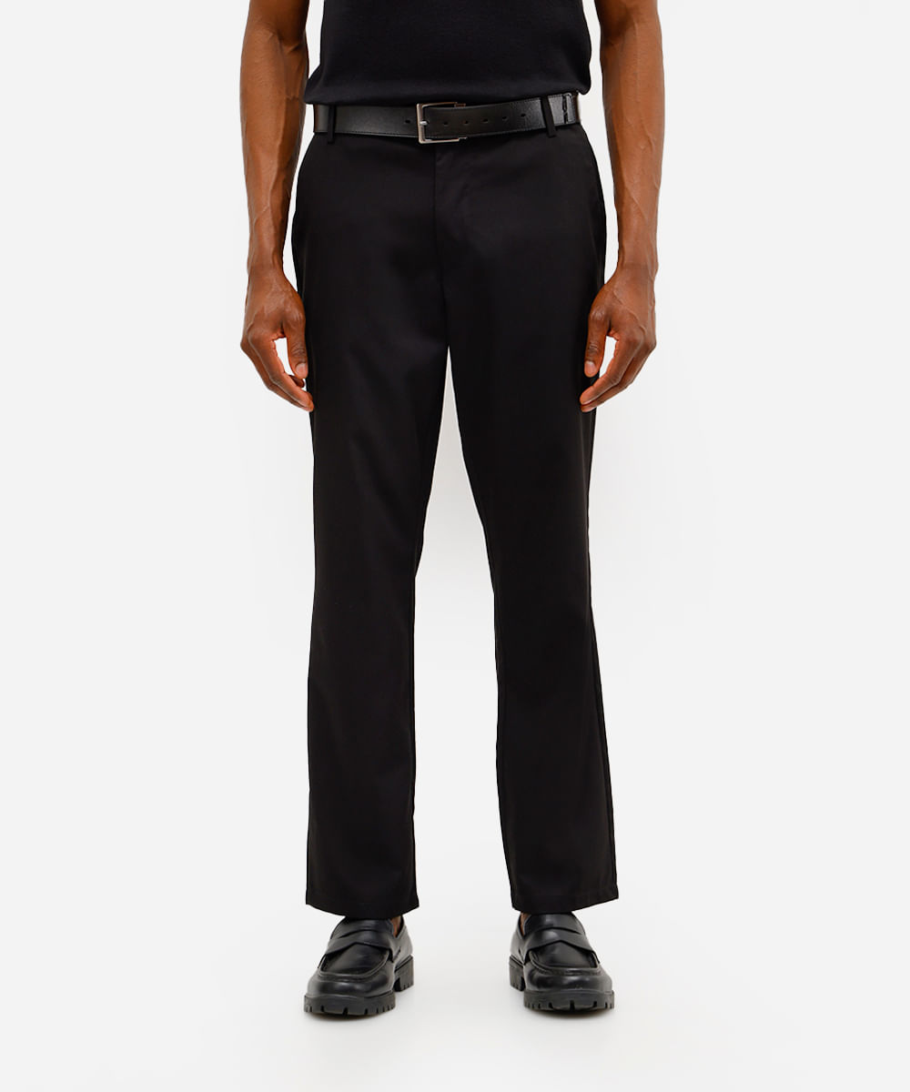calça reta masculina de alfaiataria preta