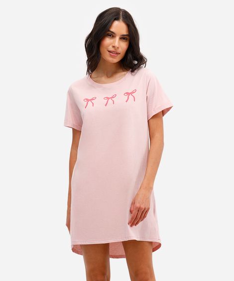 camisola feminina de algodão laços rosa