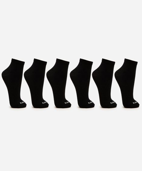 kit de 6 meias cano curto mash preto