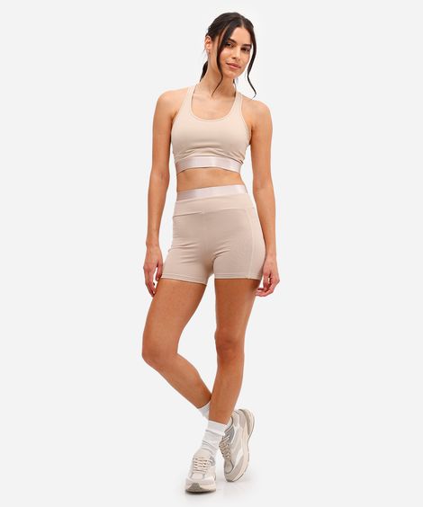 bermuda feminina esportiva ace com bolsos bege