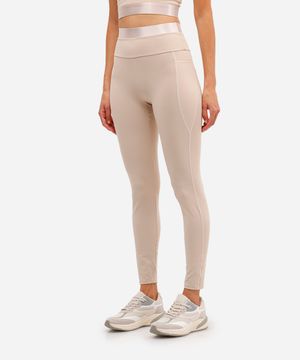 calça legging esportiva ace com bolsos bege