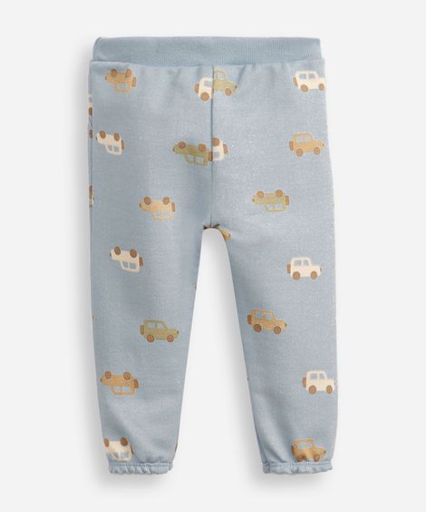 calça jogger infantil de moletom carrinhos azul