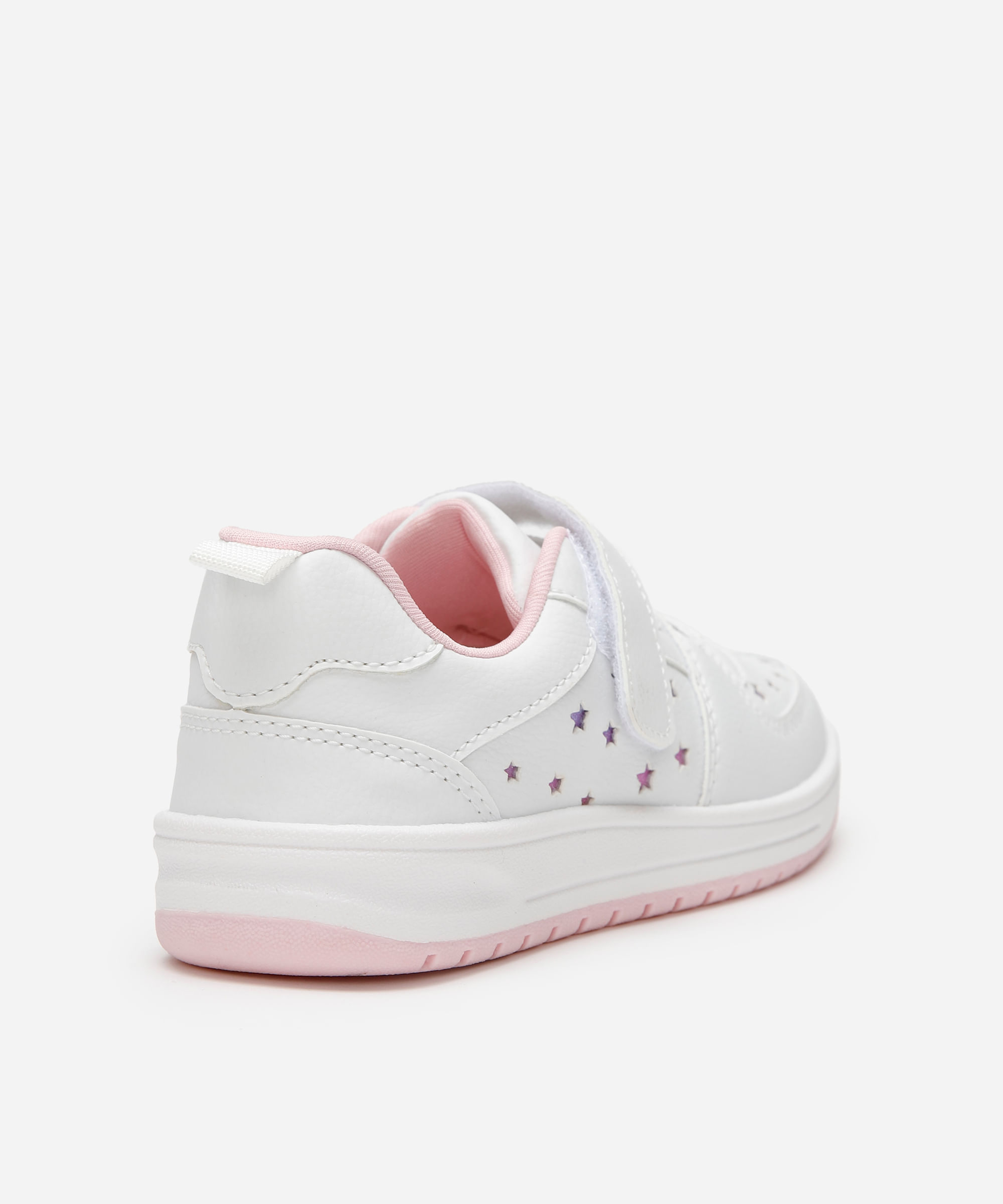 tênis infantil estrelas com glitter e velcro branco