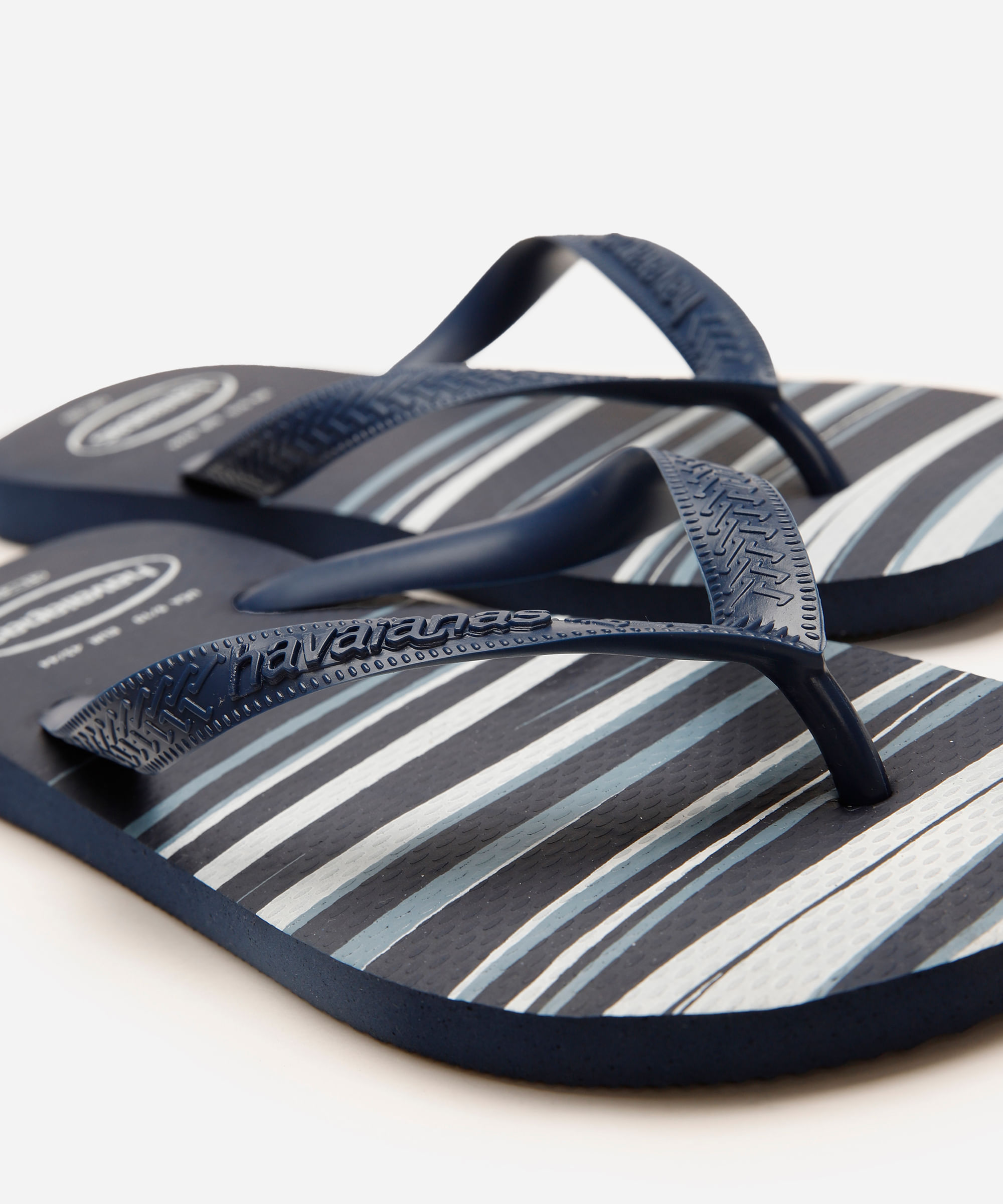 chinelo havaianas top listrado azul