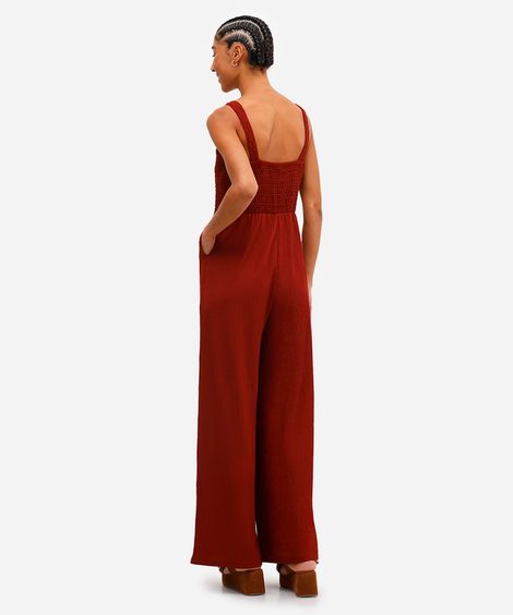 macacão wide leg feminino texturizado vinho