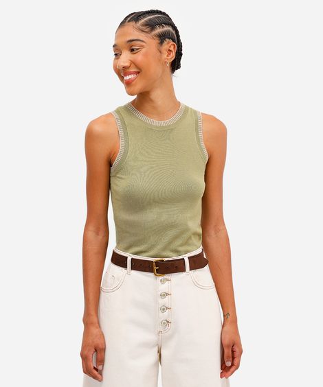 regata feminina de tricot verde