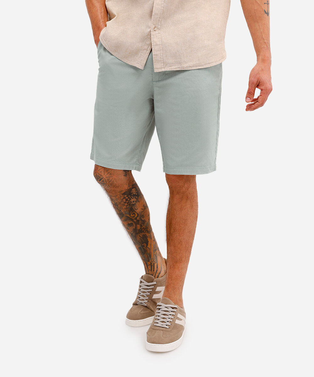 bermuda reta com linho verde