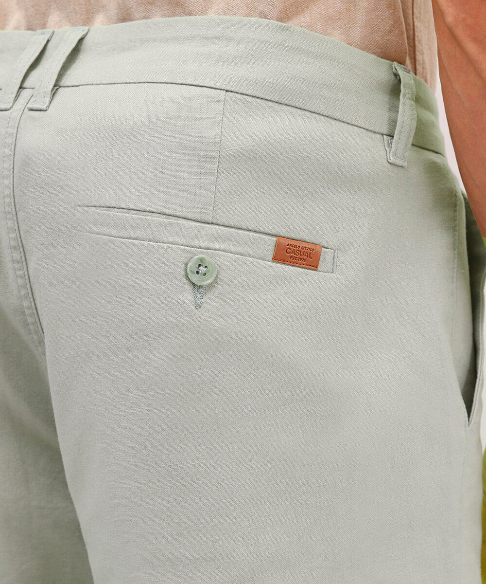 bermuda reta com linho verde