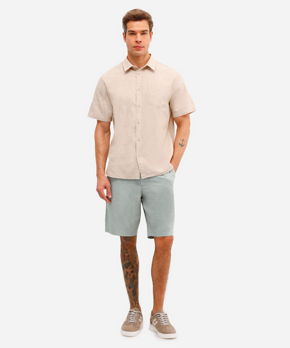 bermuda reta com linho verde