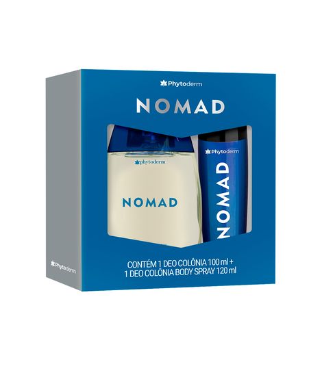 kit masculino phytoderm nomad deo colônia 100ml e body spray 120ml