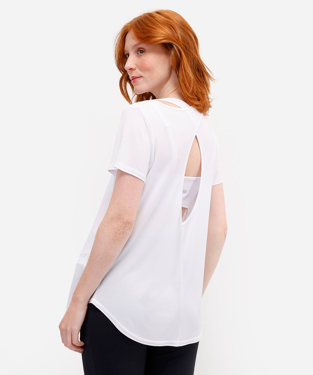 camiseta de poliamida esportiva ace com recorte branca