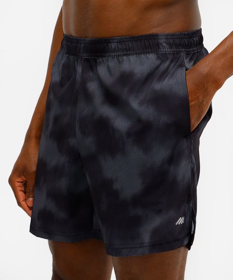 short masculino esportivo estampado preto