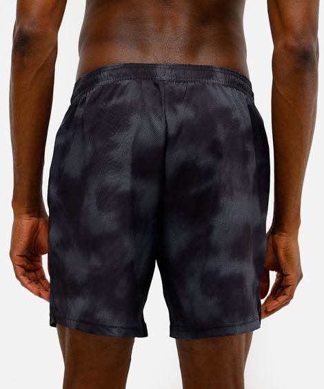 short masculino esportivo estampado preto