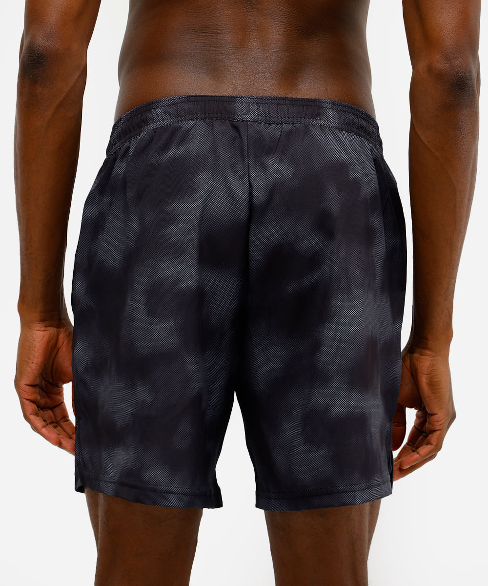short masculino esportivo estampado preto