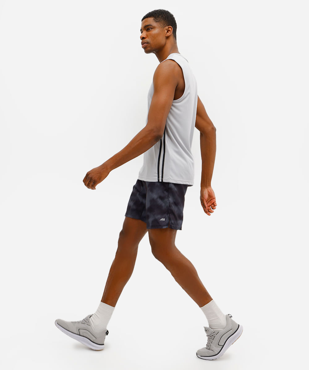 short masculino esportivo estampado preto