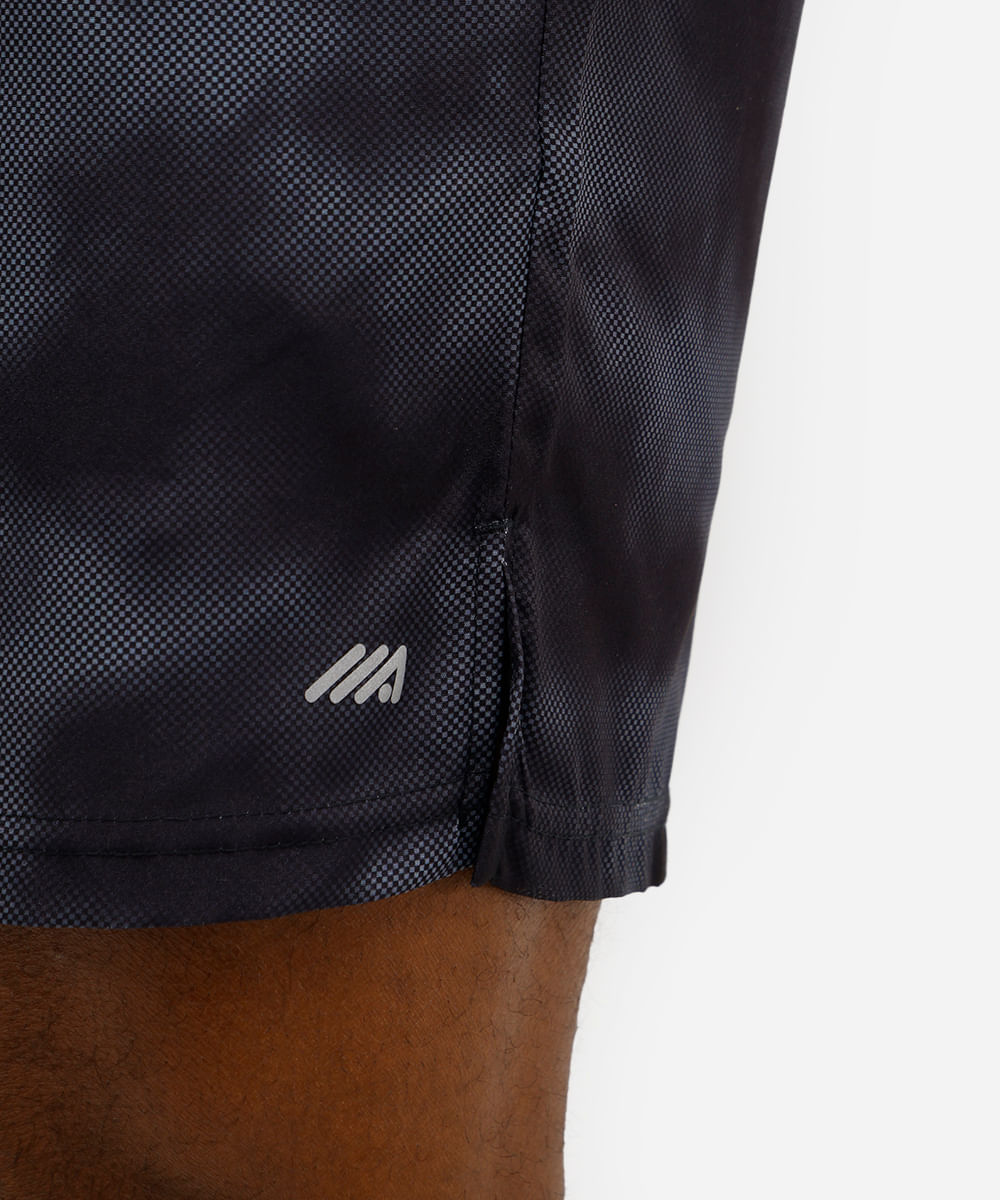 short masculino esportivo estampado preto