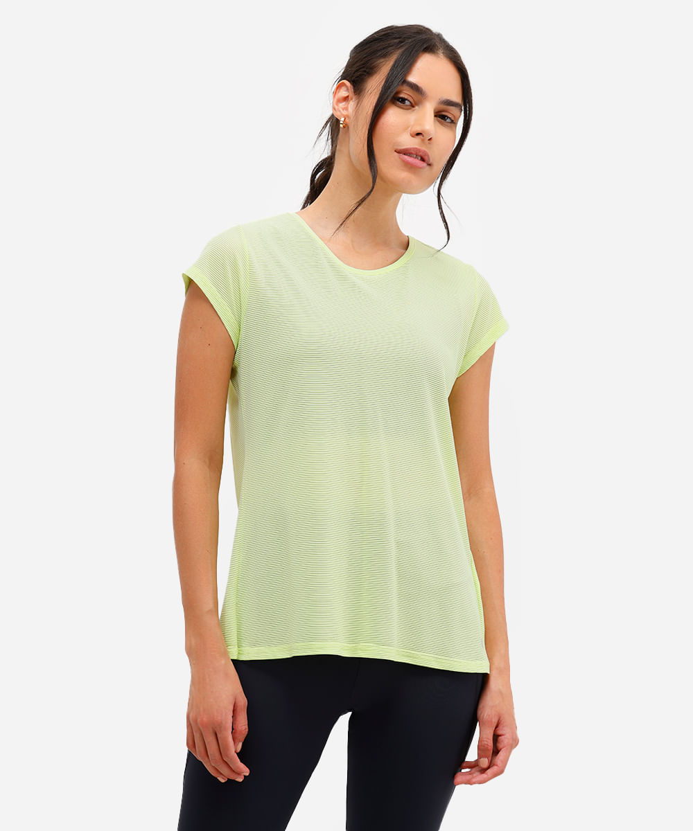 blusa esportiva canelada com recorte nas costas verde