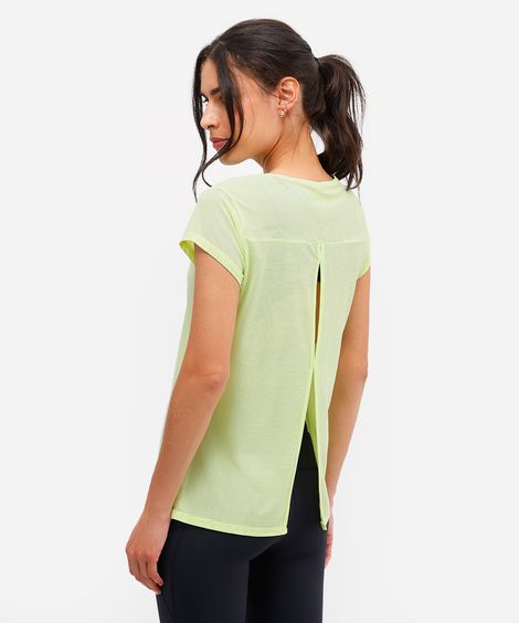 blusa esportiva canelada com recorte nas costas verde