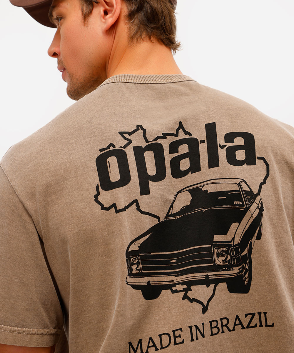 camiseta masculina de algodão chevrolet opala marrom