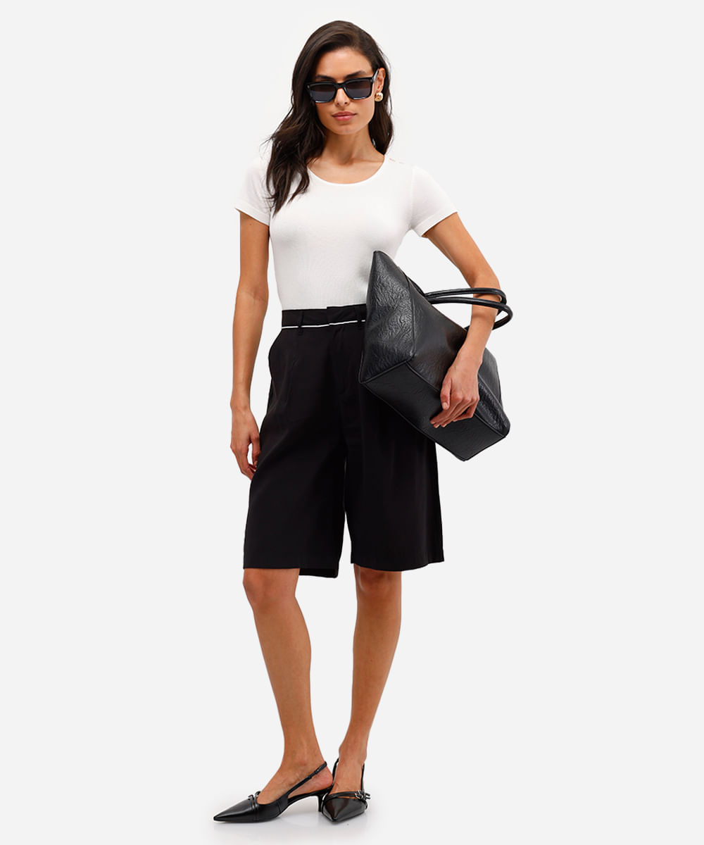 blusa baby look feminina de tricot com botões off white