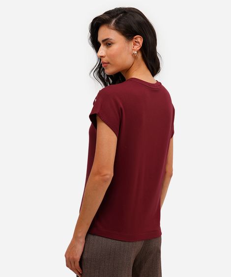 blusa feminina de viscose com botões vinho