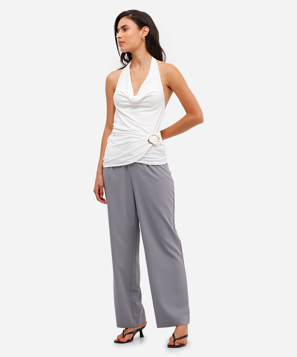 blusa frente única feminina com fivela off white