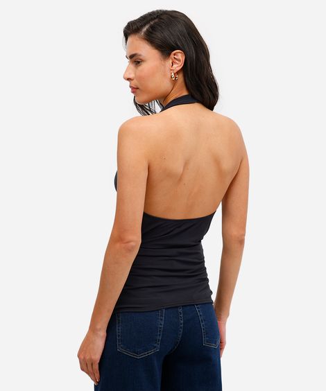 blusa frente única feminina com fivela preta