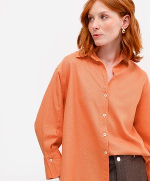 camisa feminina com linho laranja