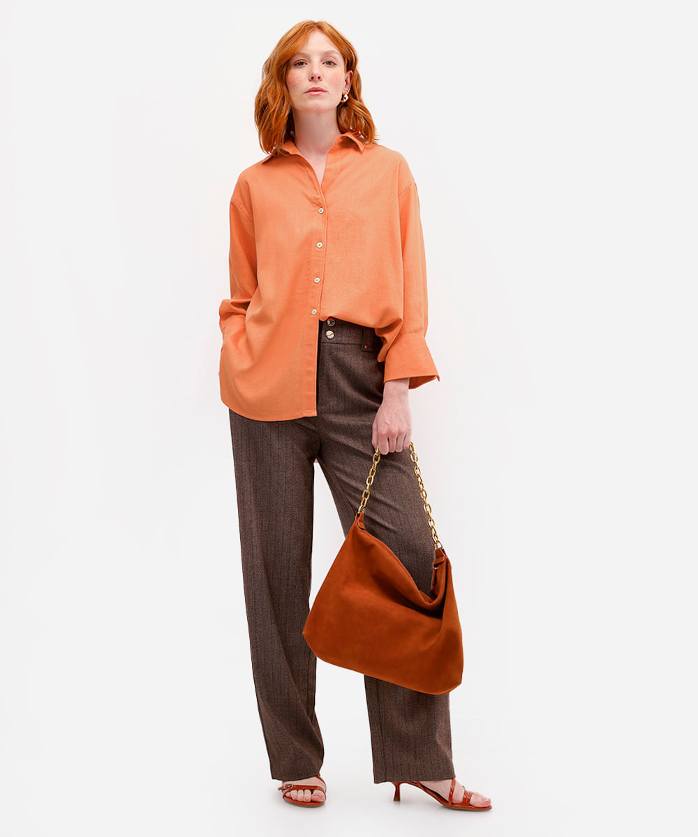 camisa feminina com linho laranja