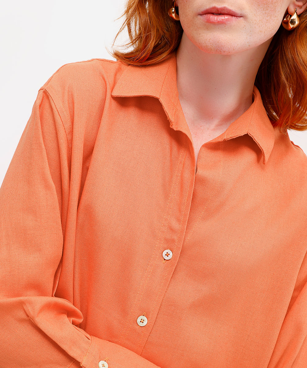 camisa feminina com linho laranja