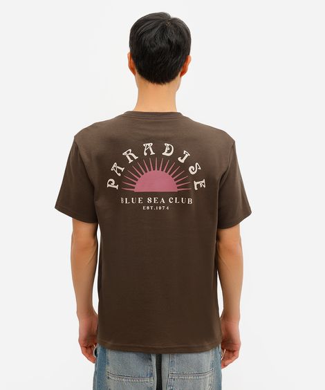 camiseta masculina manga curta paradise marrom