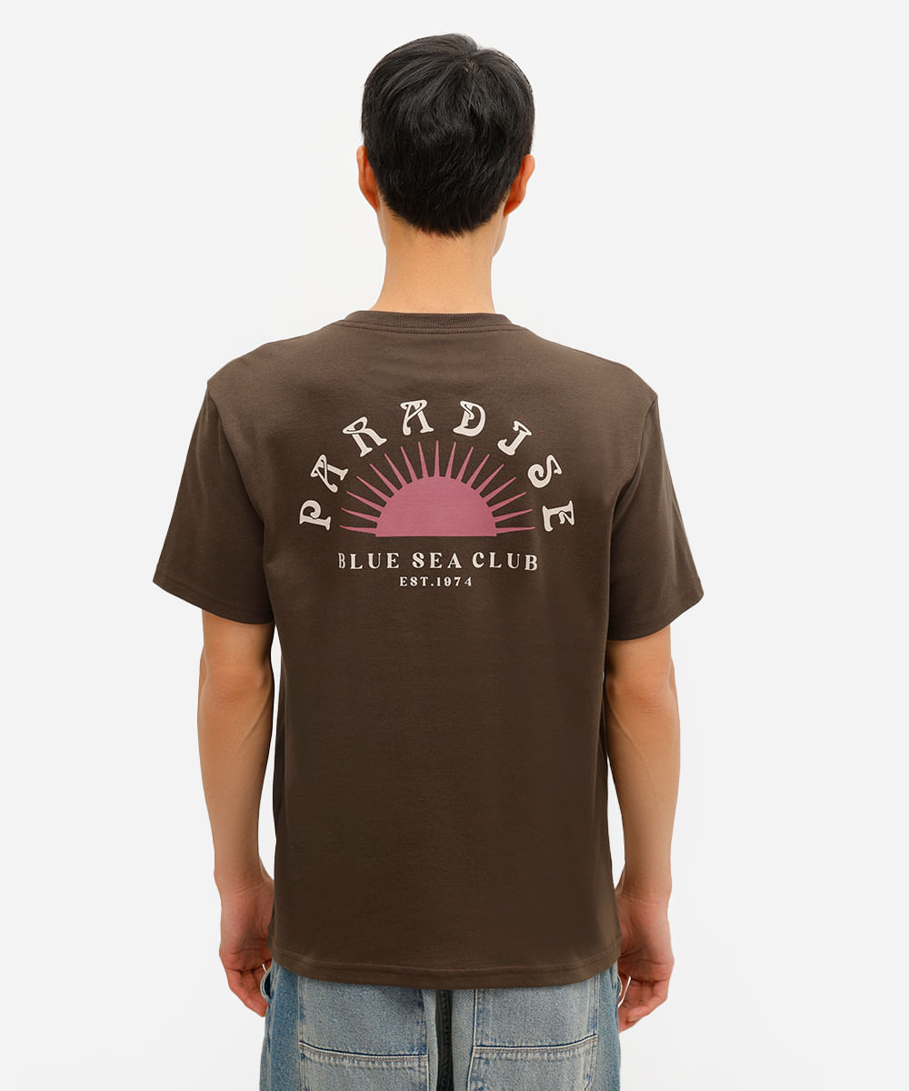 camiseta masculina manga curta paradise marrom