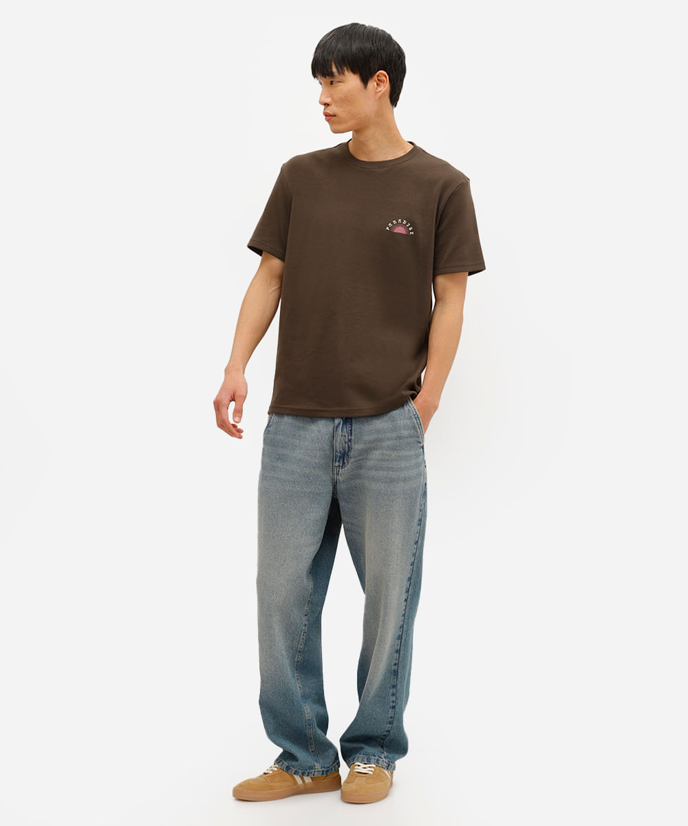 camiseta masculina manga curta paradise marrom