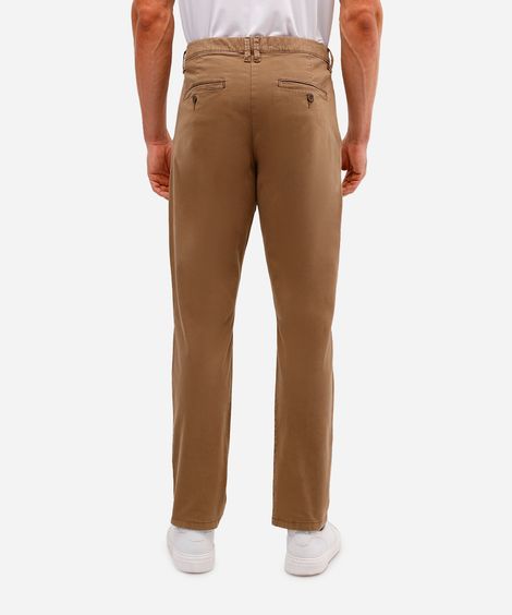 calça masculina de alfaiatada com elástico e bolsos bege