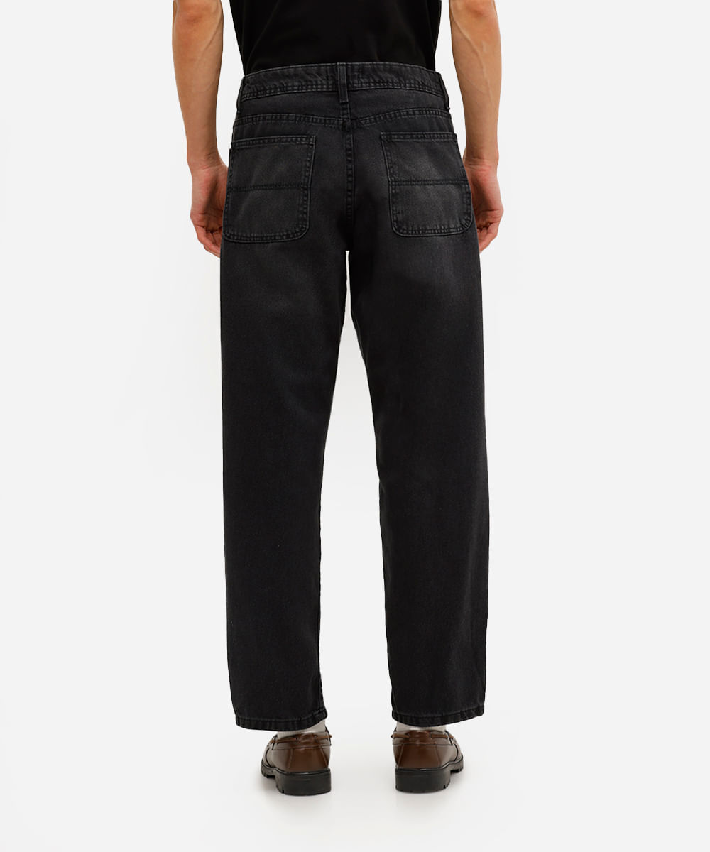 calça skater masculina jeans preta