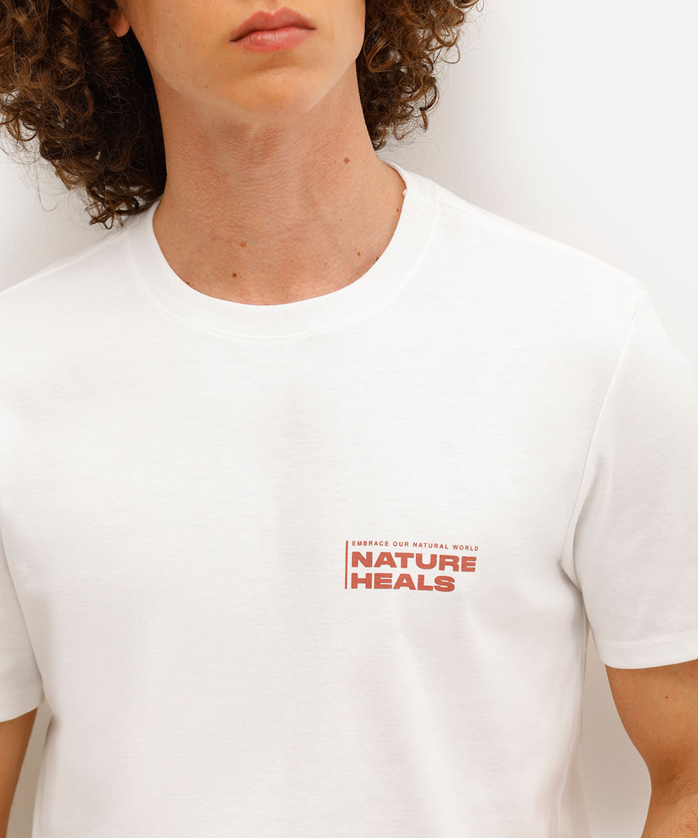 camiseta masculina nature heals off white