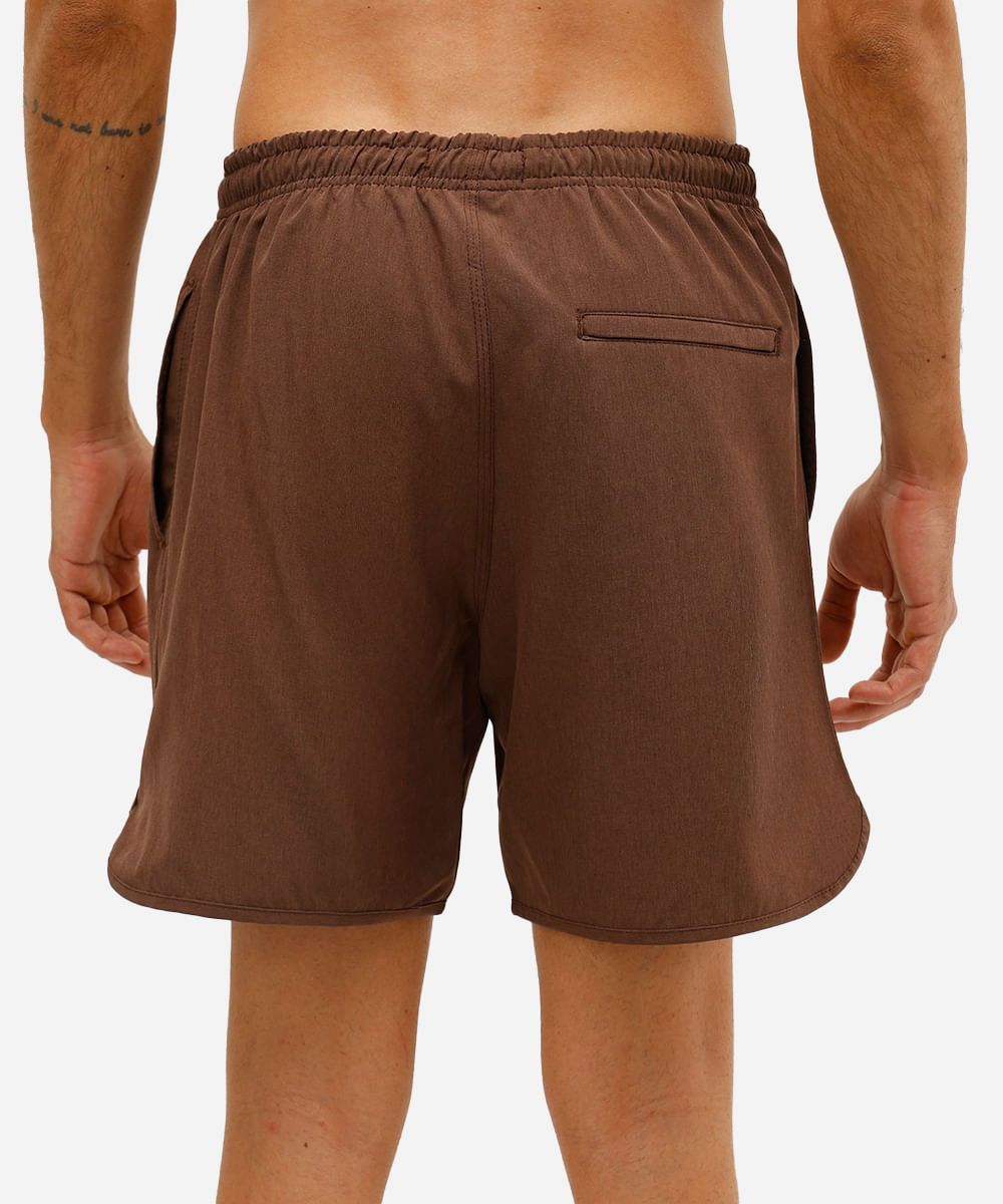 short masculino cós elástico marrom