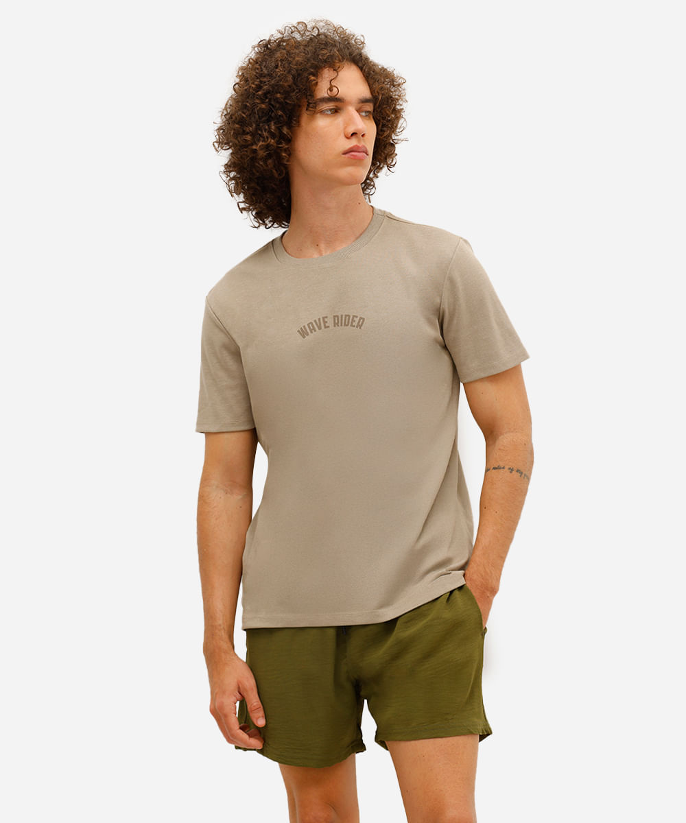 short masculino texturizado cós elástico verde
