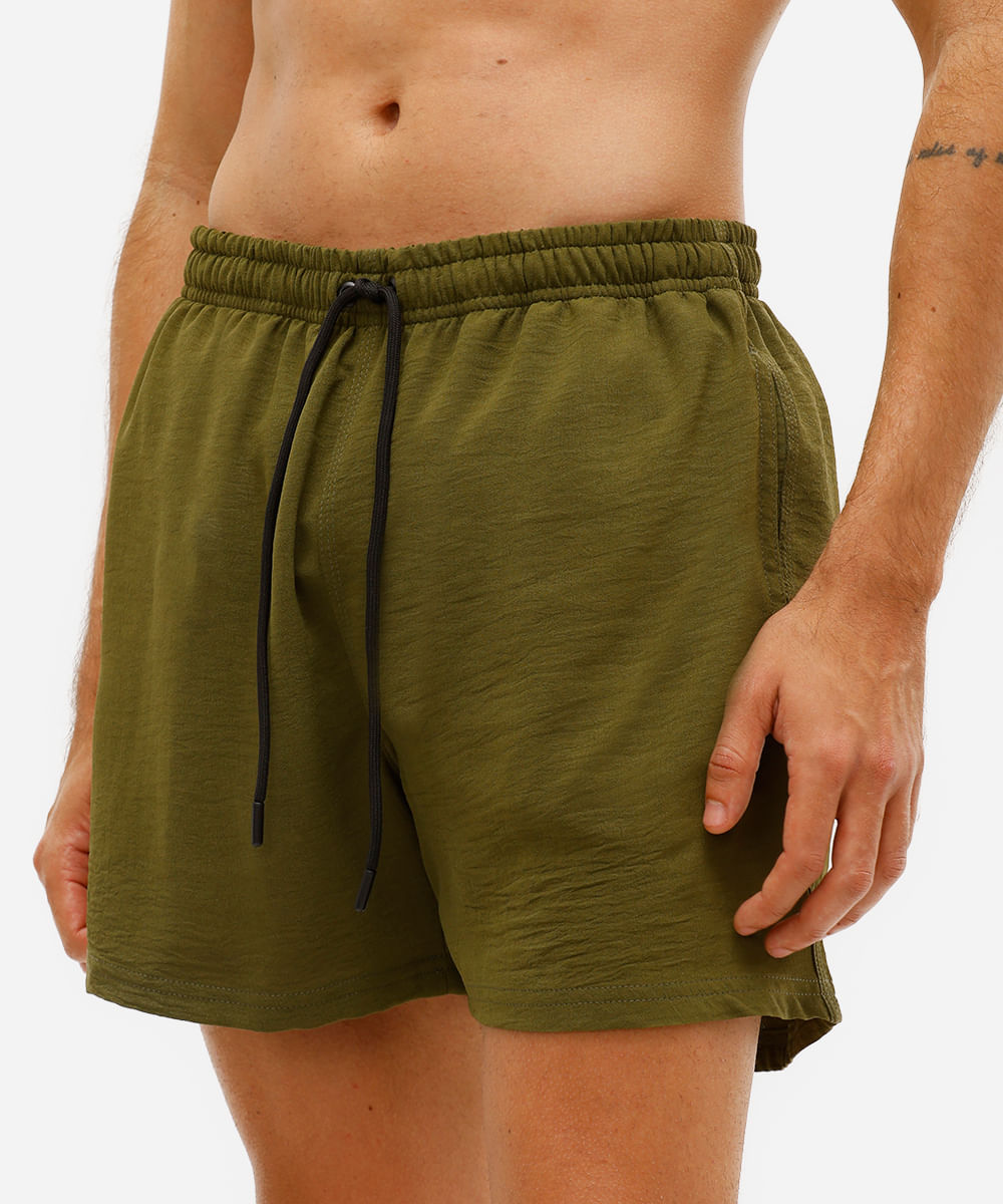 short masculino texturizado cós elástico verde