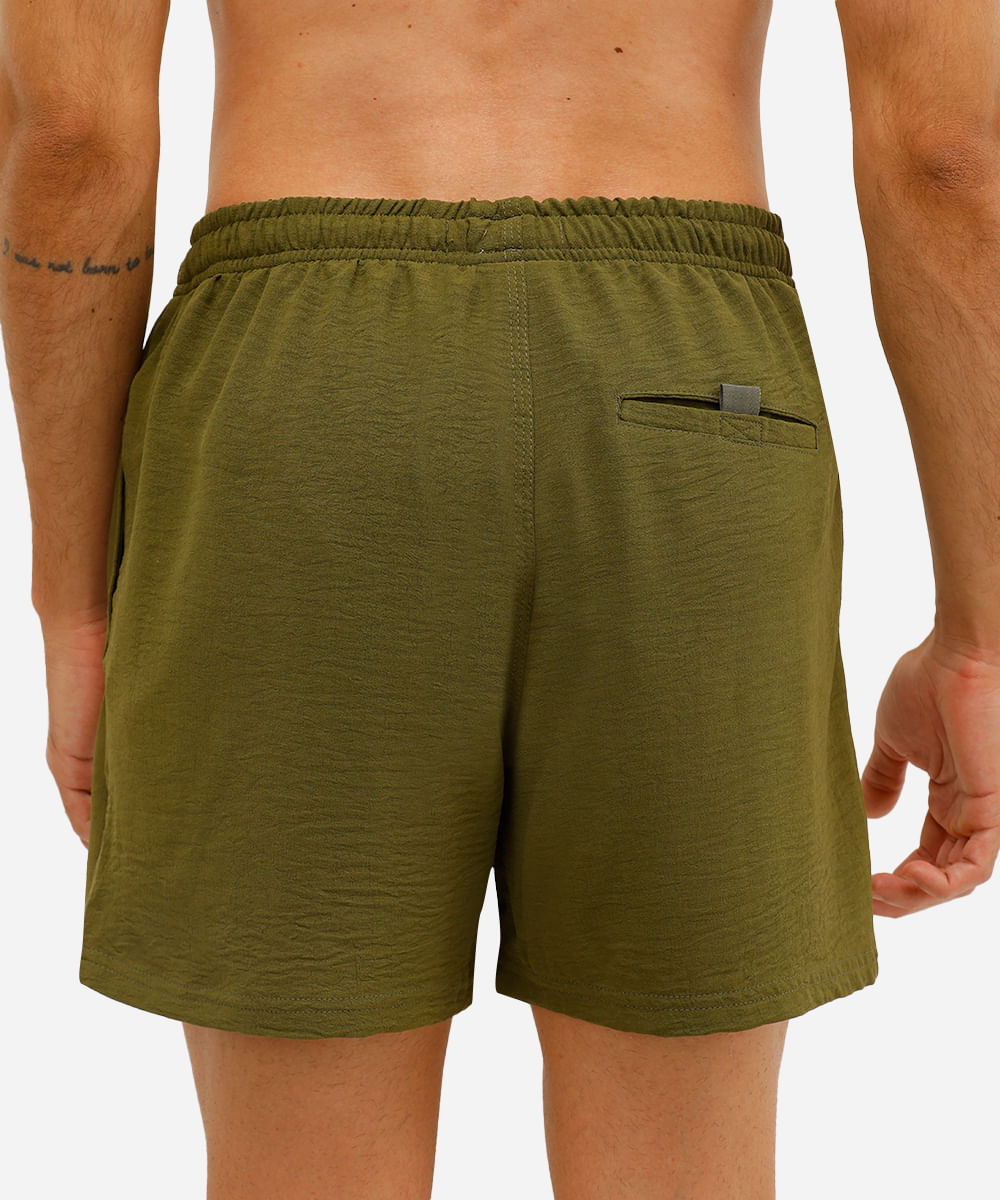 short masculino texturizado cós elástico verde