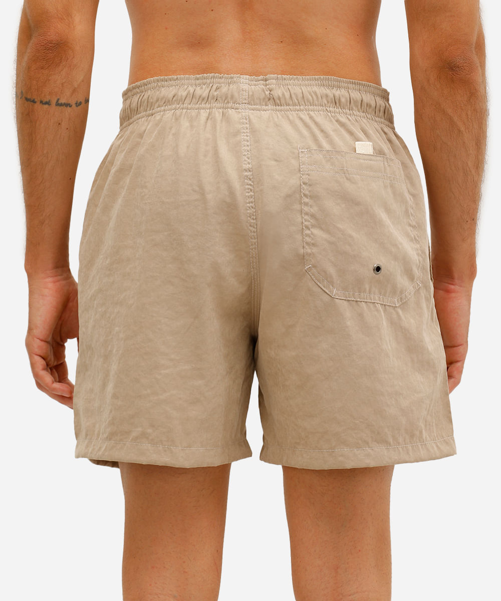 short masculino cós elástico com cordão bege