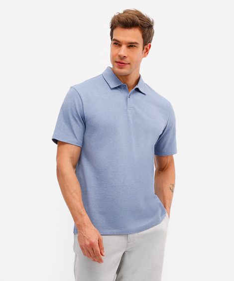 polo comfort masculina com algodão peruano azul